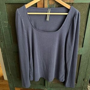 by Anthropologie Ribbed Top in Navy